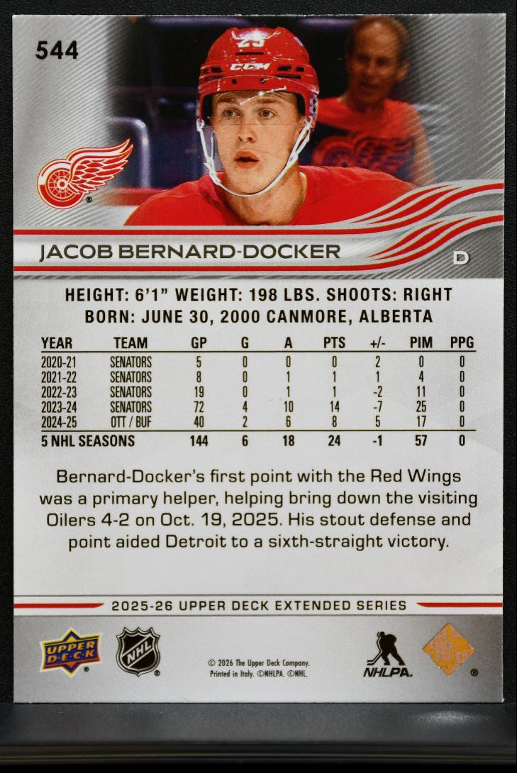 2025-26 Upper Deck Extended Series Jacob Bernard-Docker Red Wings 043/100 0375