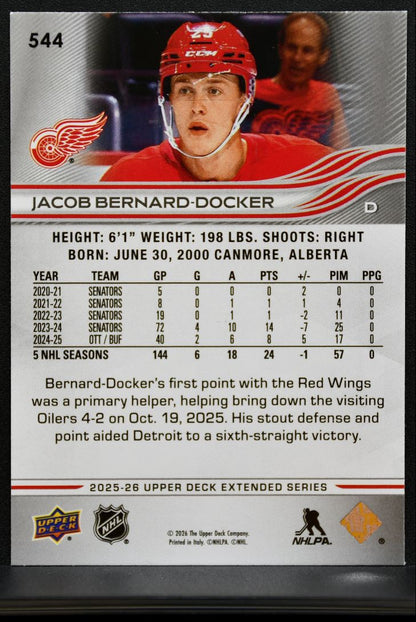 2025-26 Upper Deck Extended Series Jacob Bernard-Docker Red Wings 043/100 0375