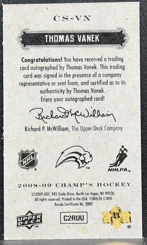 2008-09 Upper Deck Champ's Mini Signatures Thomas Vanek CS-VN Auto 0480