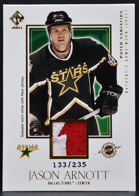 2003-04 Pacific Private Stock Reserve Jersey Jason Arnott Stars Patch 0057