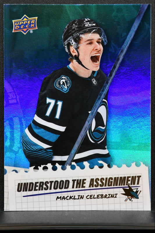 2025-26 UD Extended Series Understood The Assignment Macklin Celebrini 7429