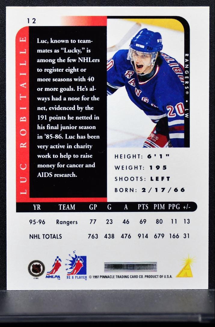 1996-97 Pinnacle Be a Player Autographs Luc Robitaille Auto 0284
