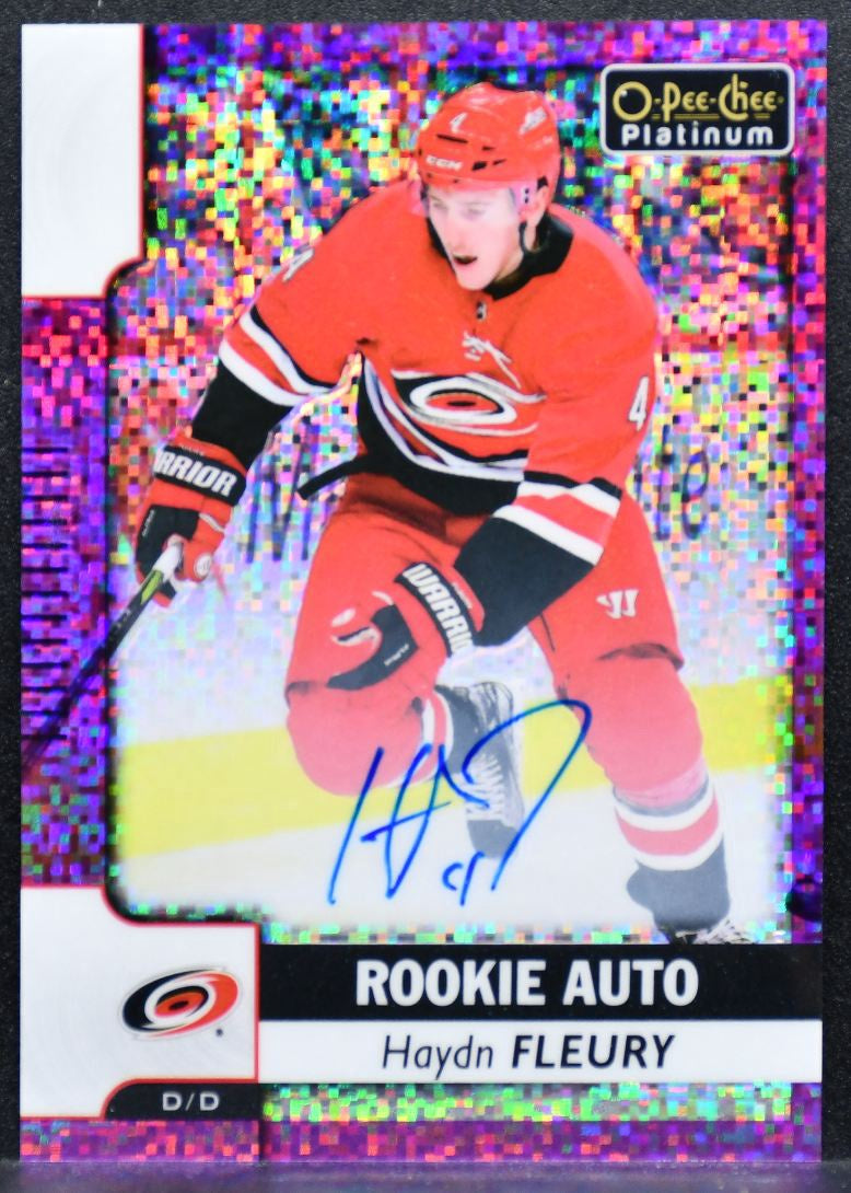 2017-18 O-Pee-Chee Violet Pixels Rookie Auto Haydn Fleury RC Auto 7072