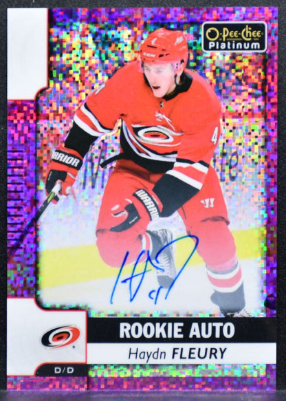 2017-18 O-Pee-Chee Violet Pixels Rookie Auto Haydn Fleury RC Auto 7072