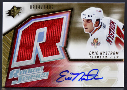 2005-06 SPx Rookie Jersey Eric Nystrom 188 RC Auto 974/1499 Jersey