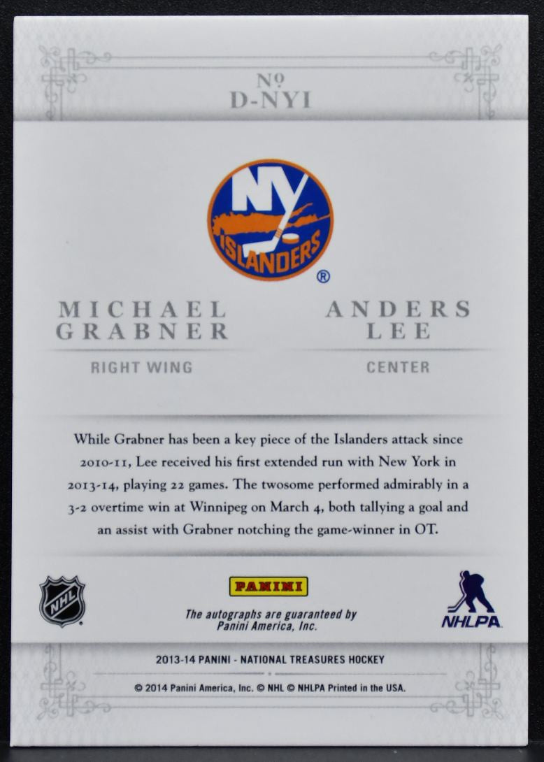 2013-14 Panini National Treasures Dual Autographs Grabner/Lee Auto 097/100 7171