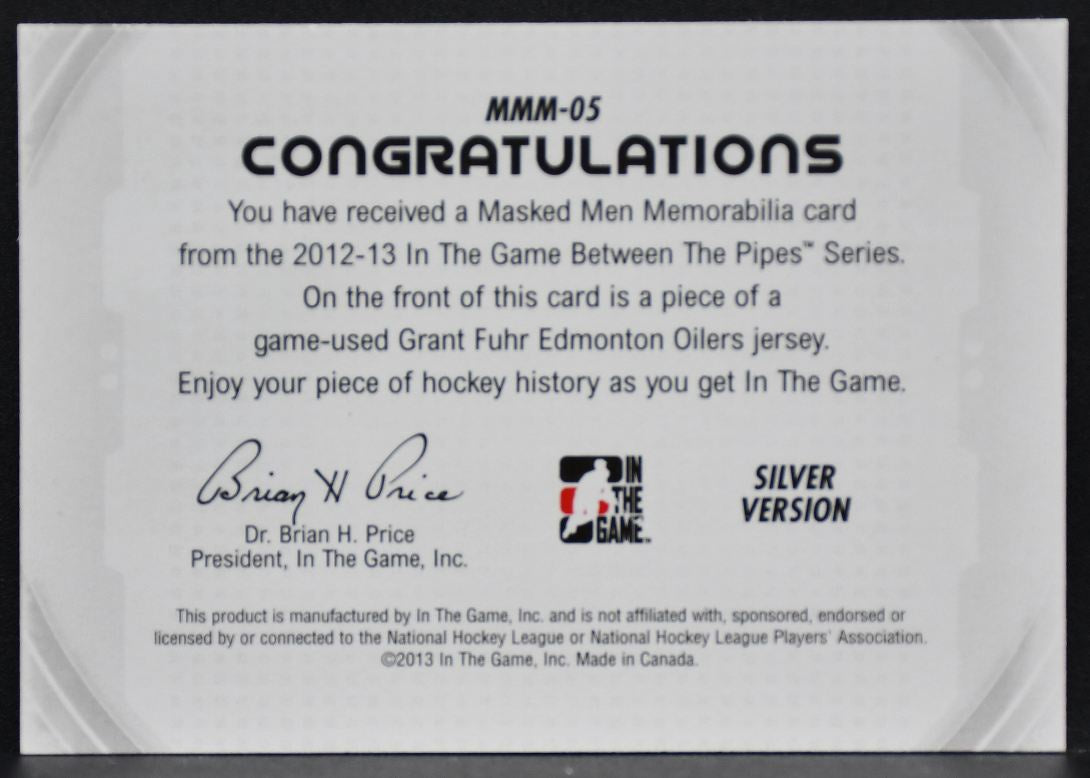 2012-13 In The Game Between Pipes Masked Men Grant Fuhr MMM-05 Patch 2999
