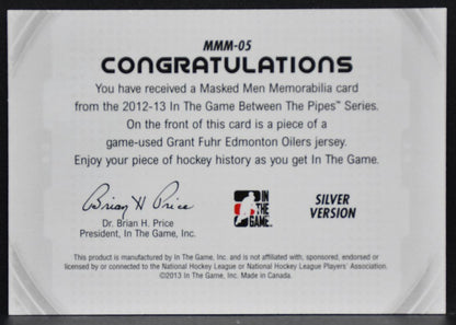 2012-13 In The Game Between Pipes Masked Men Grant Fuhr MMM-05 Patch 2999