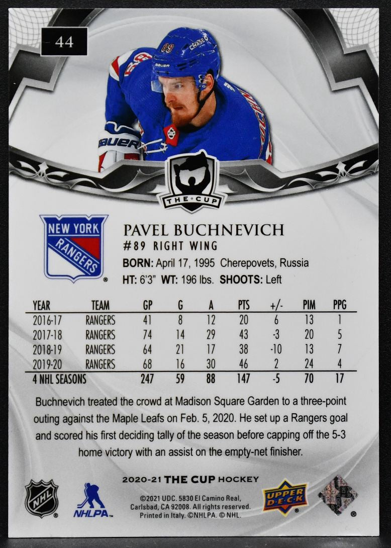 2020-21 Upper Deck The Cup Pavel Buchnevich 44 New York Rangers 011 /249 8105