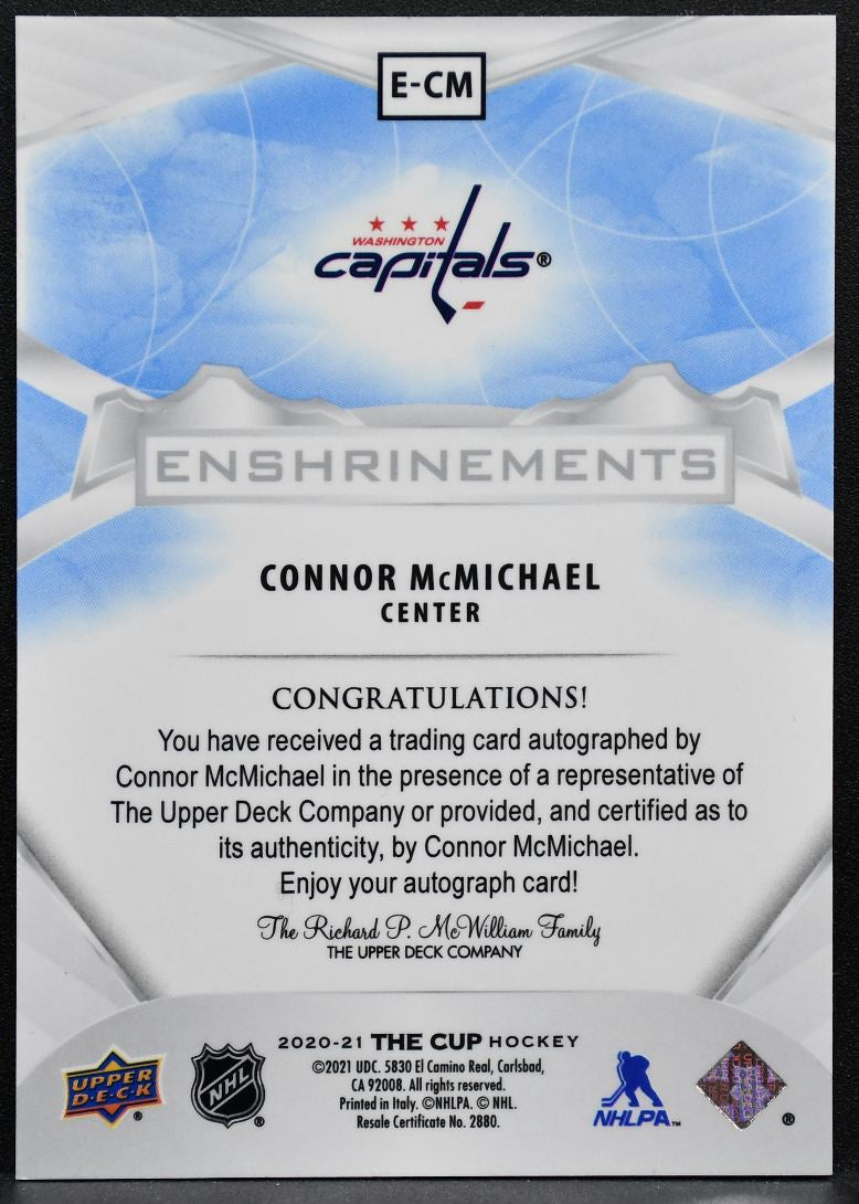 2020-21 UD The Cup Enshrinements Auto Connor McMichael Capitals Auto /99 7191