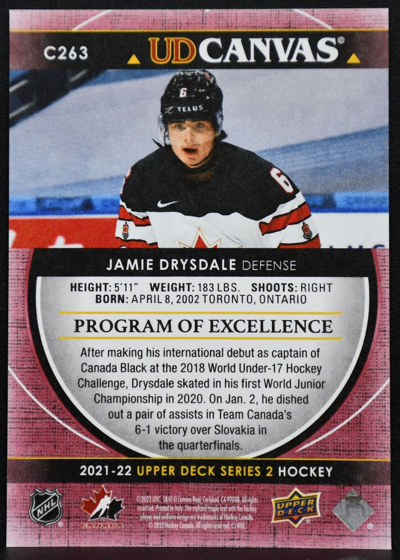 2021-22 UD Series 2 UD Canvas Program of Excellence Jamie Drysdale C263 Canada 5968