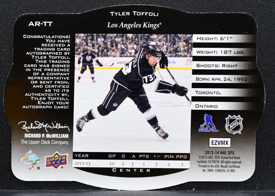 2013-14 SPx 96-97 Retro Autographs Tyler Toffoli AR-TT Kings Auto 1047