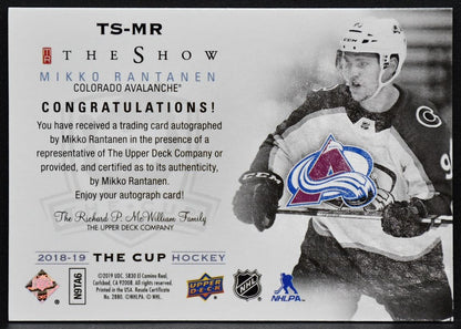 2018-19 UD The Cup The Show Mikko Rantanen 382 Colorado Avalanche Auto