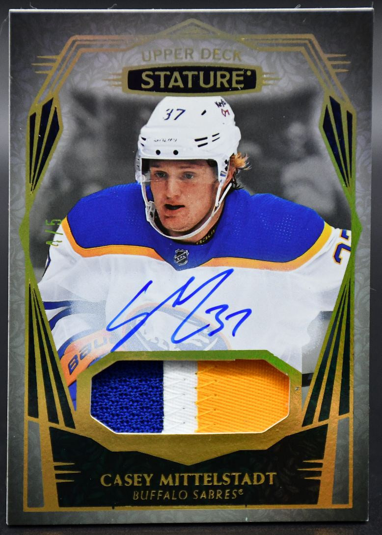 2022-23 UD Stature Casey Mittelstadt 80 Buffalo Sabres Auto 4/5 Patch