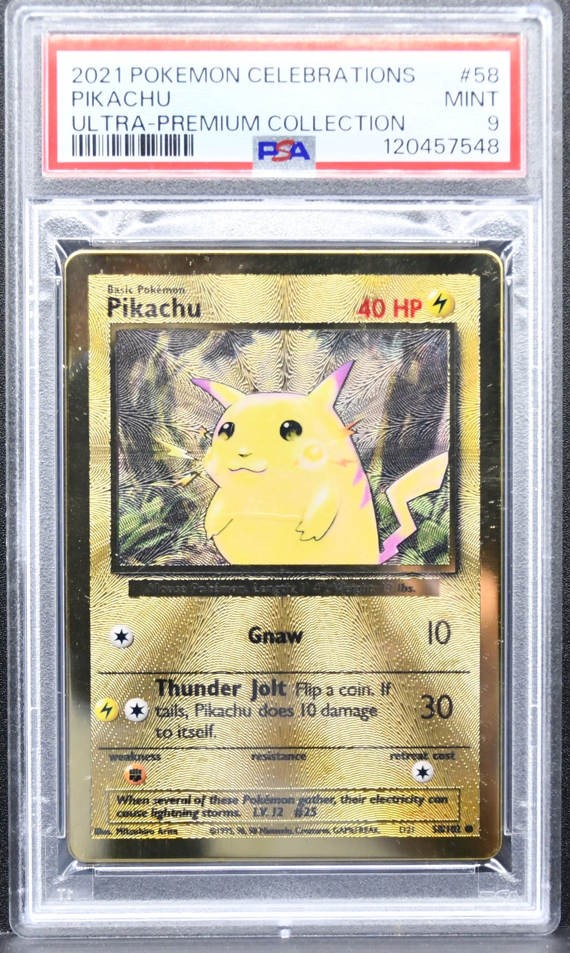 Pokémon  Pikachu - 58/102 Celebrations Metal Card 058/102 Promo Holofoil PSA 9