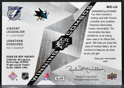 2008-09 SPx Winning Combos Vincent Lecavalier/Jonathan Cheechoo Jersey 1434