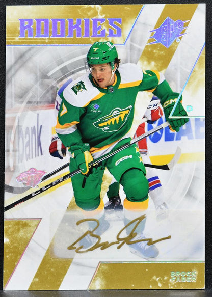 2023-24 SPx Rookies Auto Brock Faber 107 Minnesota Wild RC Auto 6910