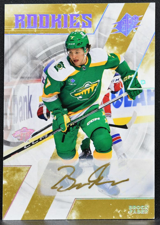2023-24 SPx Rookies Auto Brock Faber 107 Minnesota Wild RC Auto 6910