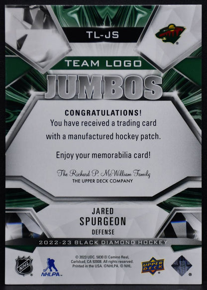 2022-23 UD Black Diamond Team Logo Jumbos Alternate Spurgeon TL-JS Patch 3030