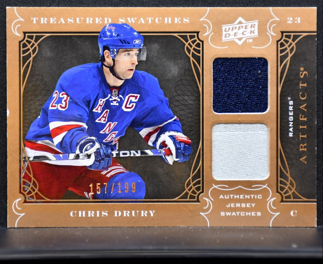 2009-10 UD Artifacts Treasured Swatches Chris Drury Rangers 157/199 Jersey 6354