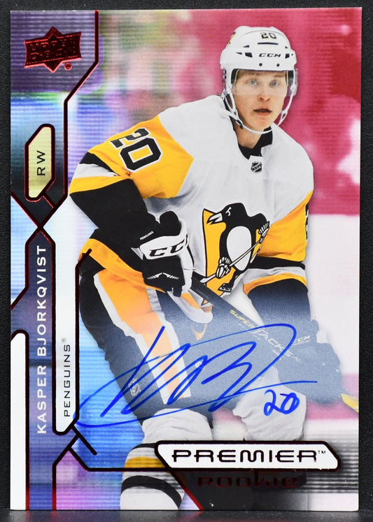 2021-22 UD Premier RC Auto Red Kasper Bjorkqvist 146 Pittsburgh Penguins RC Auto 5792