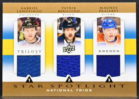 2013-14 UD Trilogy Three Star Landeskog/Berglund/Paajarvi Jersey 3028