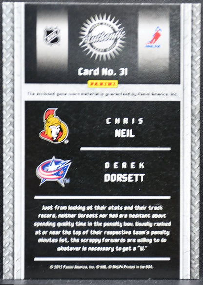 2011-12 Panini Titanium Game Worn Memorabilia Neil/Dorsett /300 Jersey 9523
