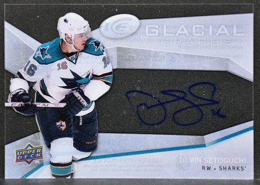 2008-09 Upper Deck Ice Glacial Graphs Devin Setoguchi GG-DS San Jose Sharks Auto 4214