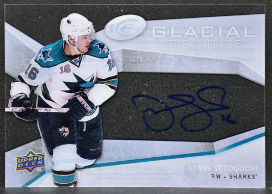 2008-09 Upper Deck Ice Glacial Graphs Devin Setoguchi GG-DS San Jose Sharks Auto 4214