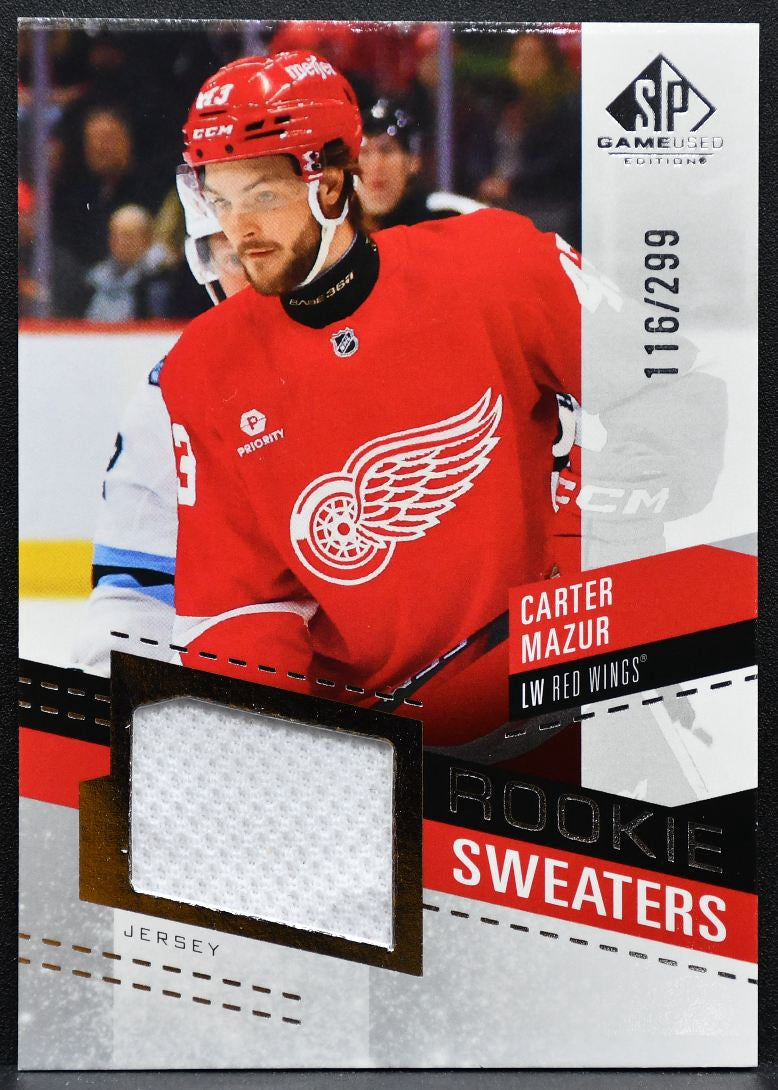 2025-26 SP Game Used Rookie Sweaters Carter Mazur Red Wings RC Jersey 6750