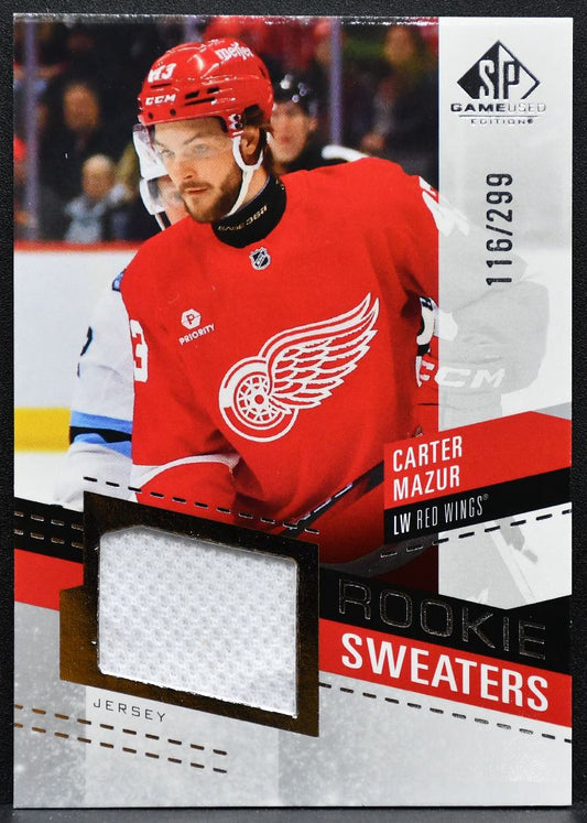 2025-26 SP Game Used Rookie Sweaters Carter Mazur Red Wings RC Jersey 6750