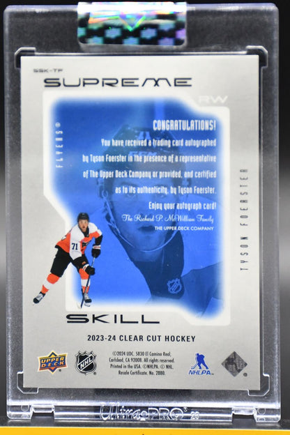 2023-24 UD Clear Cut Foerster SSK-TF Philadelphia Flyers RC Auto 01/25