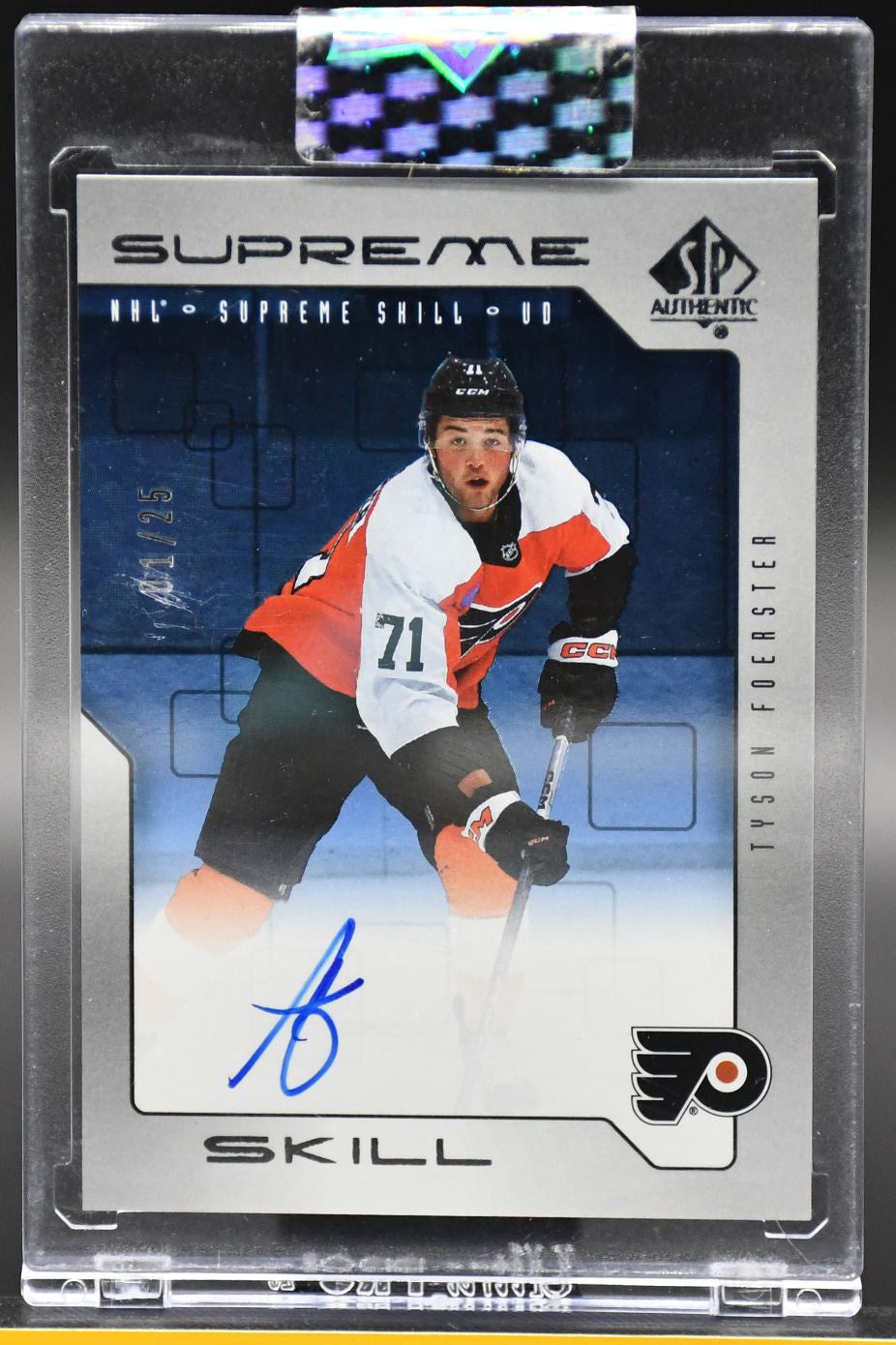 2023-24 UD Clear Cut Foerster SSK-TF Philadelphia Flyers RC Auto 01/25