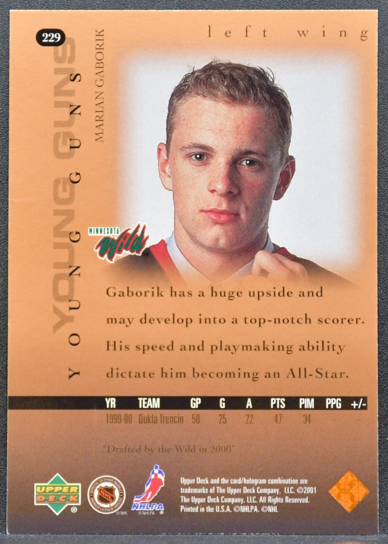 2000-01 Upper Deck Young Guns Marian Gaborik 229 Minnesota Wild RC 5909