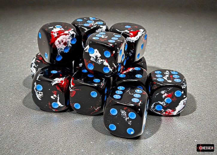 Chessex Brush™ Dark Side™/blue 16mm Dice Block™ (24608)