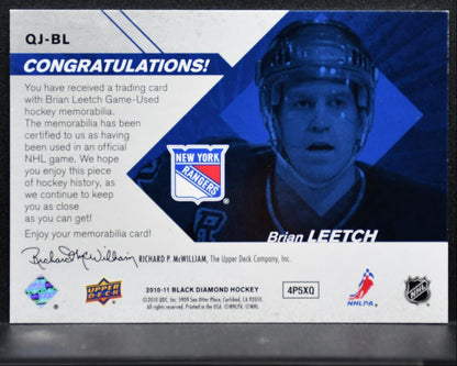 2010-11 Upper Deck Black Diamond Jerseys Quad Brian Leetch Rangers Jersey 4725