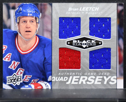 2010-11 Upper Deck Black Diamond Jerseys Quad Brian Leetch Rangers Jersey 4725