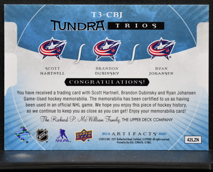 2015-16 UD Artifacts Tundra Blue Hartnell/Dubinsky/Johansen /199 Jersey 9134