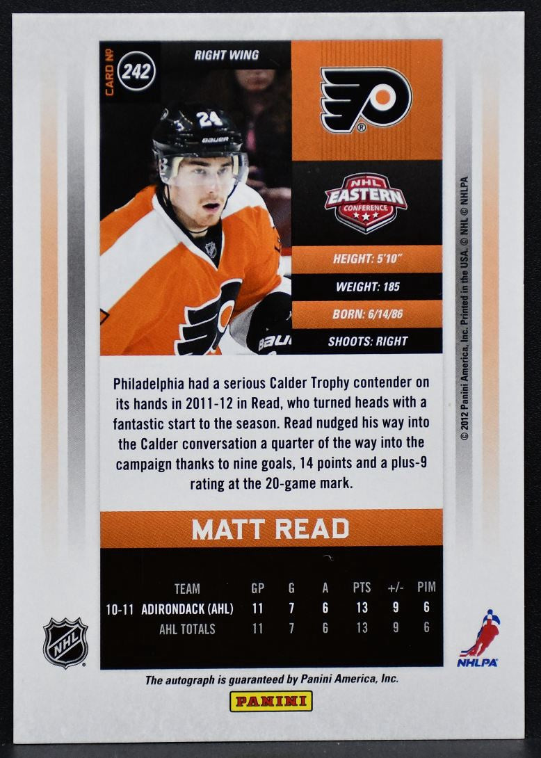 2011-12 Panini Contenders Calder Auto Matt Read 242 Flyers RC Auto 612/800 7341