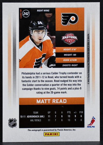 2011-12 Panini Contenders Calder Auto Matt Read 242 Flyers RC Auto 612/800 7341