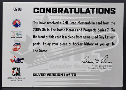 2005-06 ITG Heroes & Prospects Series 2 CHL Memorabilia Guy Lafleur CG-08 Jersey