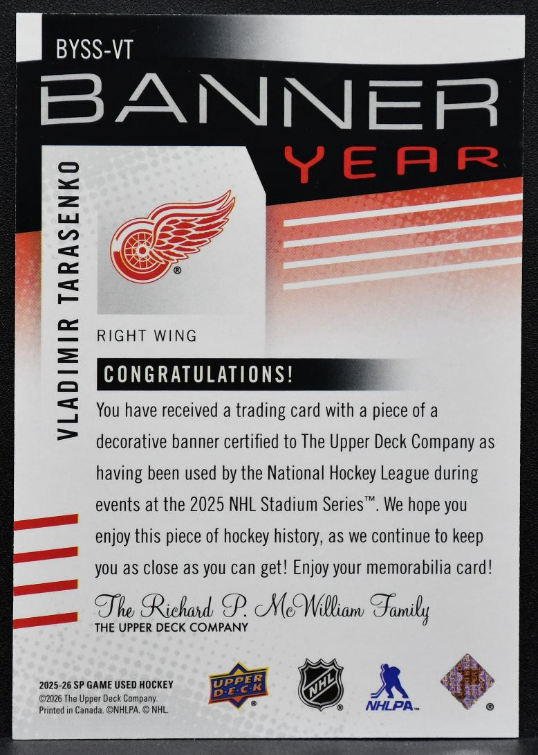 2025-26 SP Game Used Stadium Series Banner Year Relics Tarasenko Jersey 6736