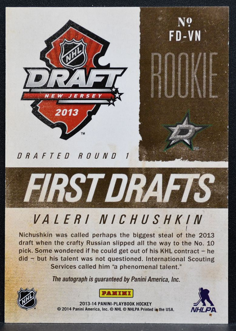 2013-14 Panini Playbook First Drafts Signatures Valeri Nichushkin Auto 0163