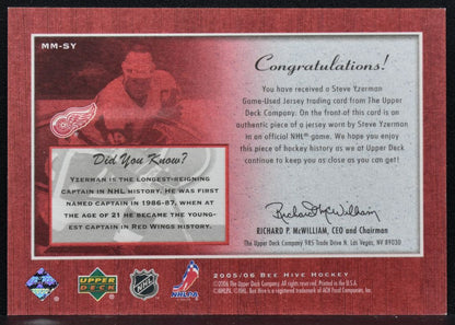2005-06 Upper Deck Beehive Matted Materials Steve Yzerman MM-SY Jersey 9293