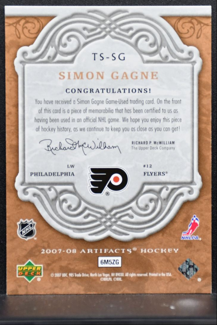 2007-08 Upper Deck Artifacts Treasured Swatches Simon Gagne Flyers Jersey 3599