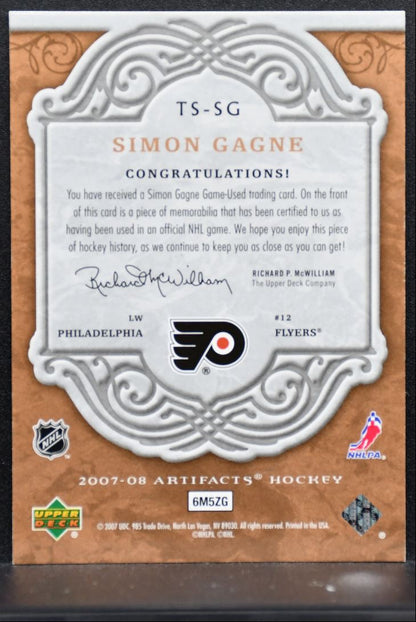 2007-08 Upper Deck Artifacts Treasured Swatches Simon Gagne Flyers Jersey 3599