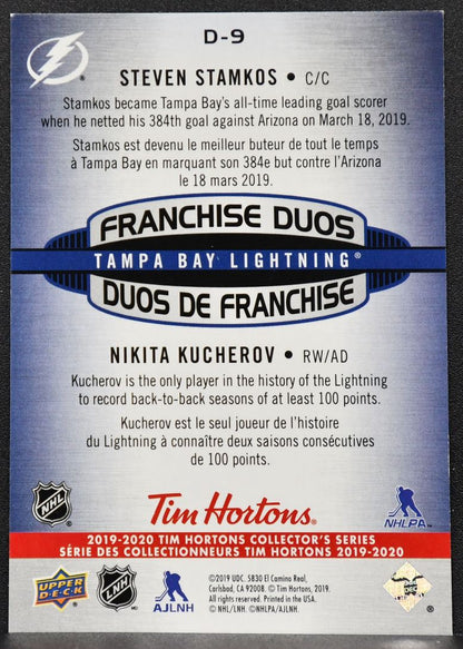 19-20 UD Tim Hortons Franchise Duos 3D Stamkos/Kucherov D-9 Lightning 5012