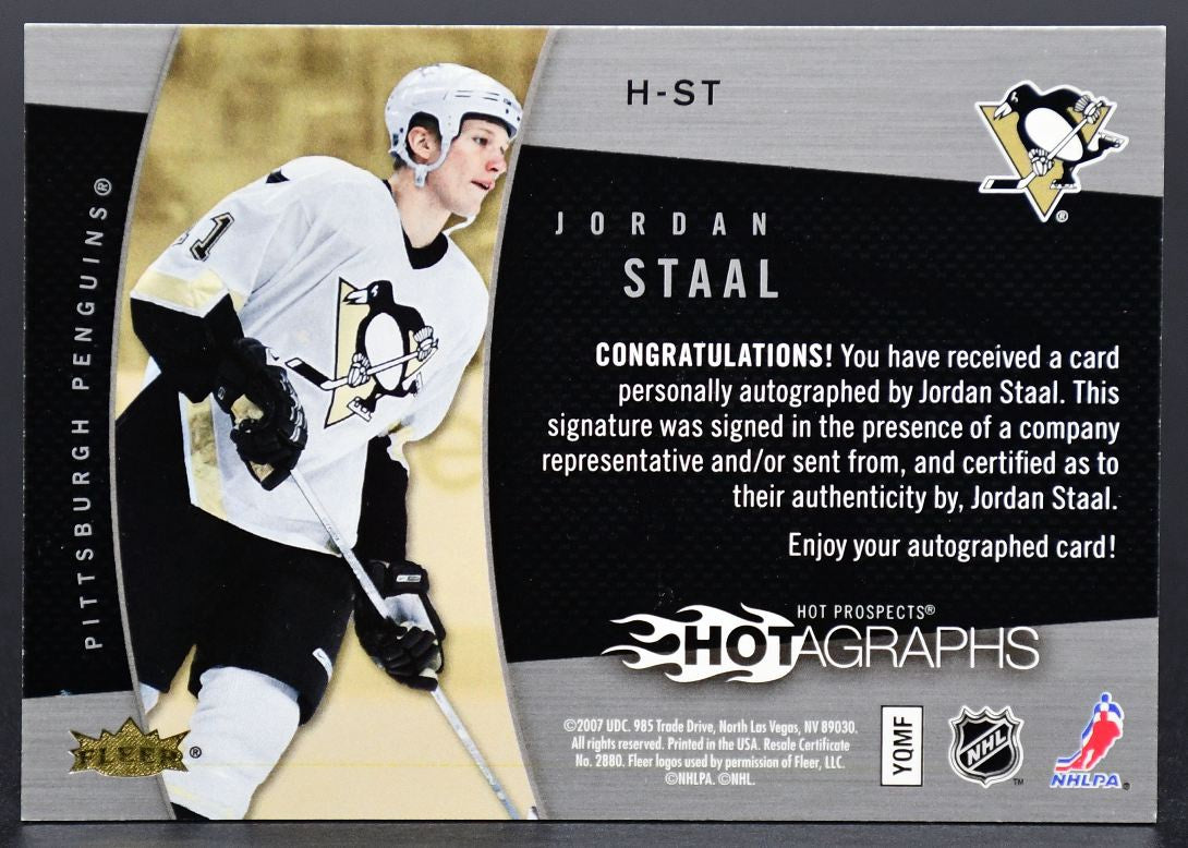 2006-07 Fleer Hot Prospects Hotagraphs Jordan Staal H-ST Auto