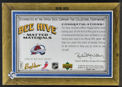 2006-07 Upper Deck Beehive Matted Materials Milan Hejduk Avalanche Jersey 2037