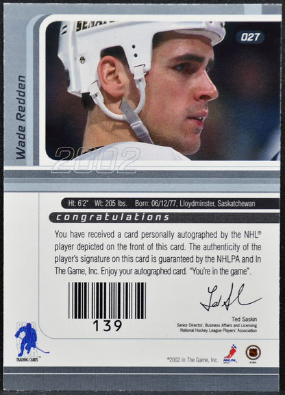 2001-02 Be a Player Signature Series Autographs Wade Redden 027 Auto 7222